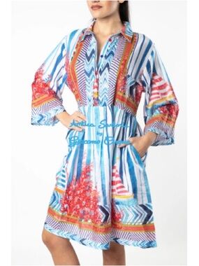 𝐀𝐍𝐓𝐈𝐂𝐀 𝐒𝐀𝐑𝐓𝐎𝐑𝐈𝐀 | COLORFUL REEF & SAILBOAT COLORFUL SUMMER DRESS